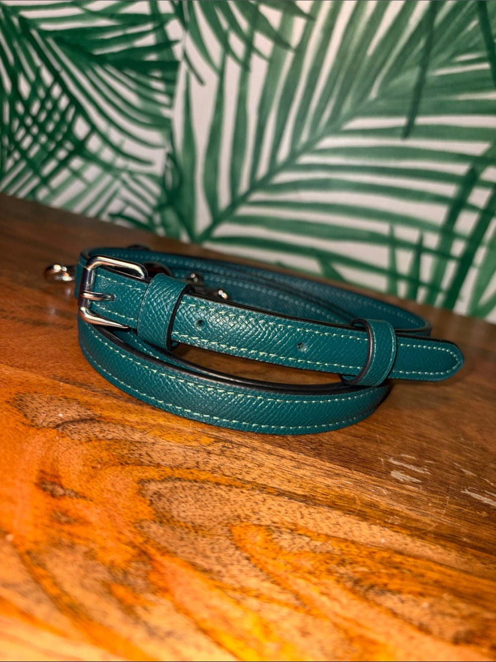 Coach Green Pebbled Leather Silver Hardware Clip On Bag Replacement Strap